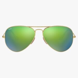 Ray-Ban Gold Aviator Sunglasses with Green/blue Lenses
